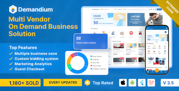 Demandium - Multi Provider On Demand, Handyman, Home service App with admin panel