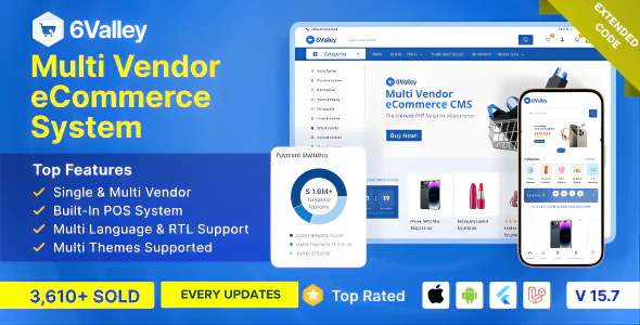 6Valley Multi-Vendor eCommerce CMS - Complete eCommerce Mobile App, Website, Seller and Admin Panel