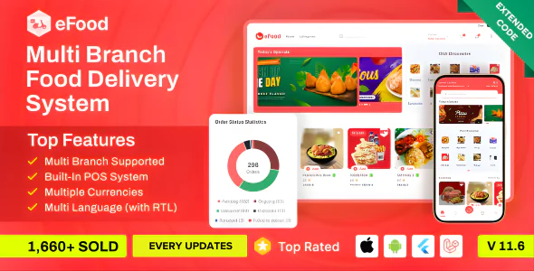 eFood - Food Delivery App with Laravel Admin Panel + Delivery Man App extended script