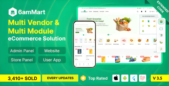 6amMart - Multivendor Food, Grocery, eCommerce, Parcel, Pharmacy with Admin & Website extended scrip